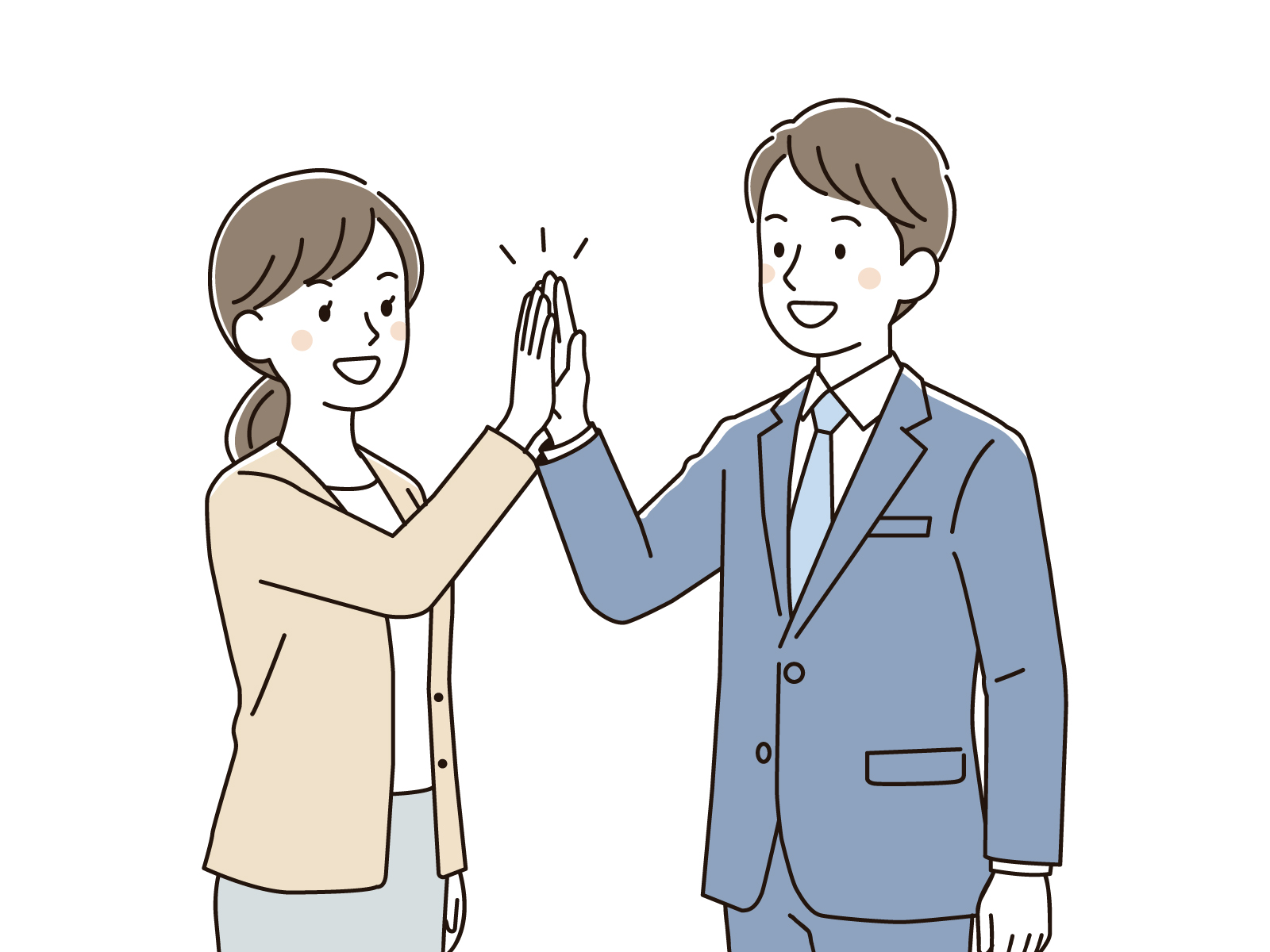 ハイタッチをする人たち