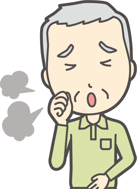 咳をしている人