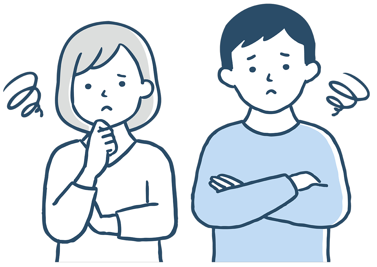 悩んでいる男女