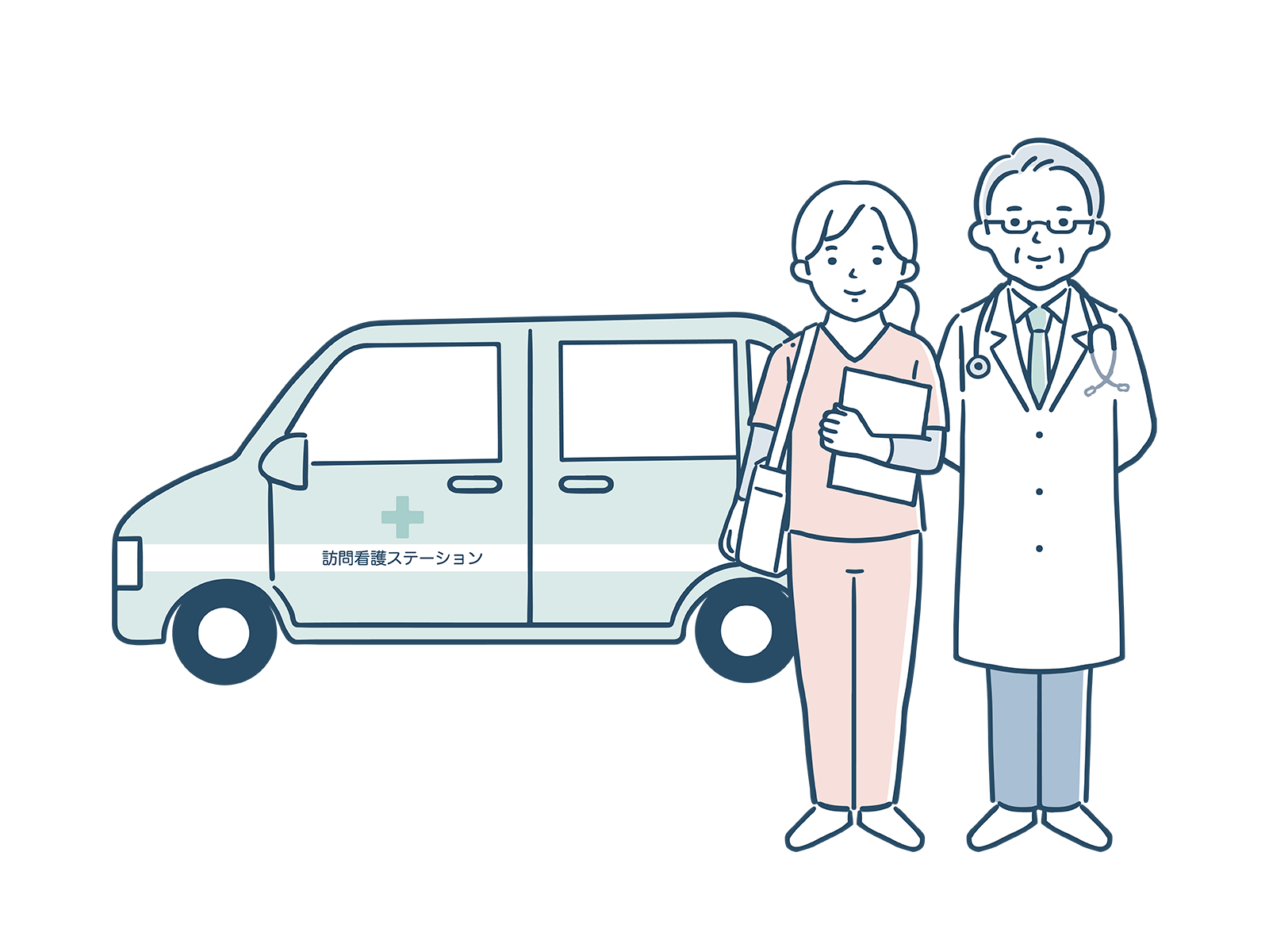支援者と車