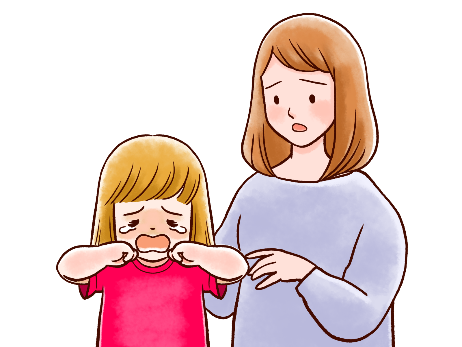 泣いた子をなだめる親